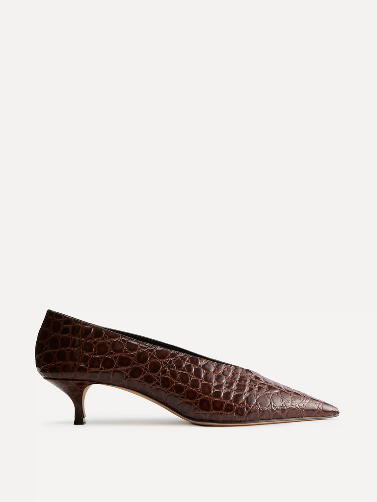 Le Monde Béryl - Babouche Kitten Heel in Castagna Leather