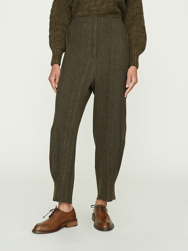 Boboutic Wool Linen Canvas Trousers in Green