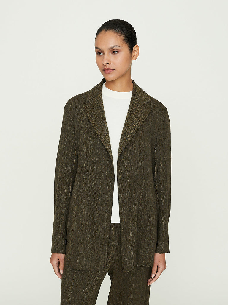 Boboutic Wool Linen Canvas Jacket in Green