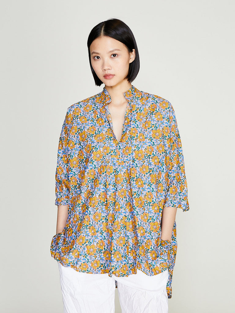 Daniela Gregis - Camicione Shirt Kora Estate Lavato in Blue Flowers 4