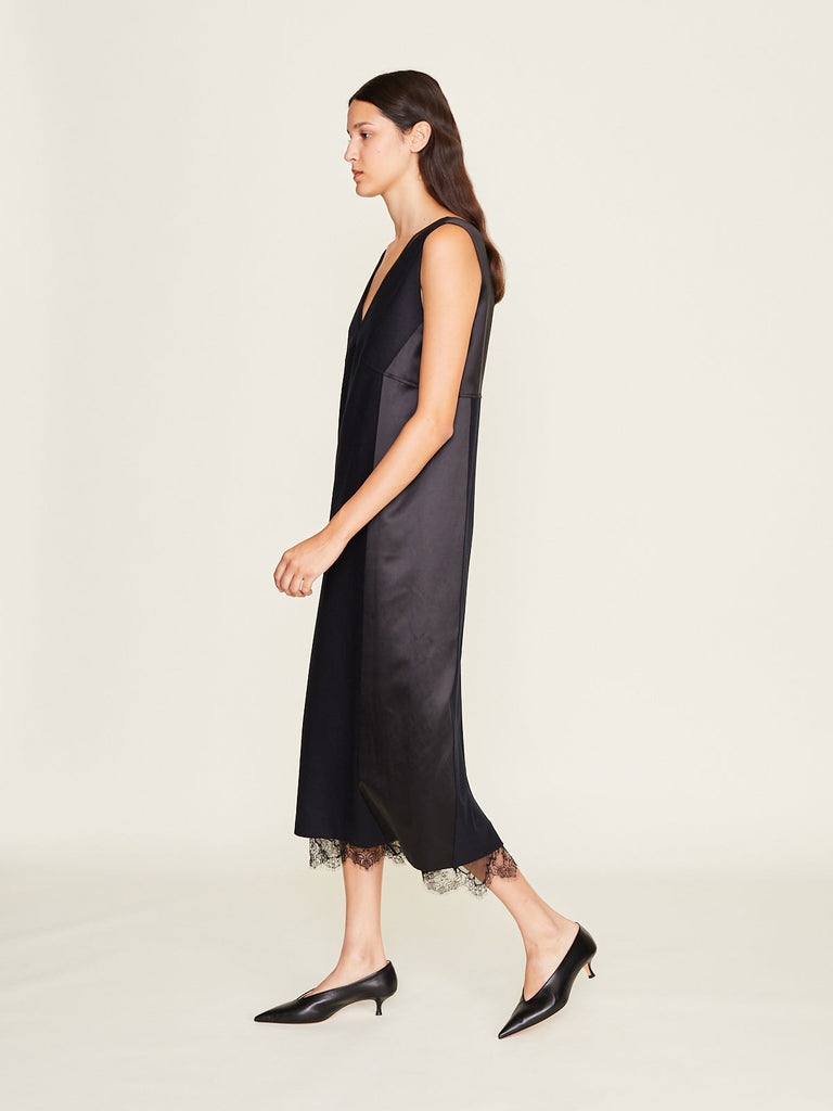 Carven - Layered Lingerie Dress in Deep Black
