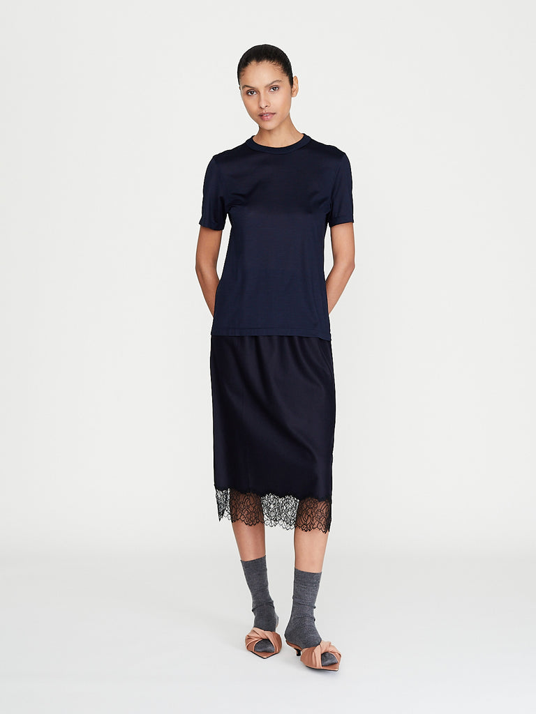 Carven - Pull-On Lingerie Skirt in Midnight
