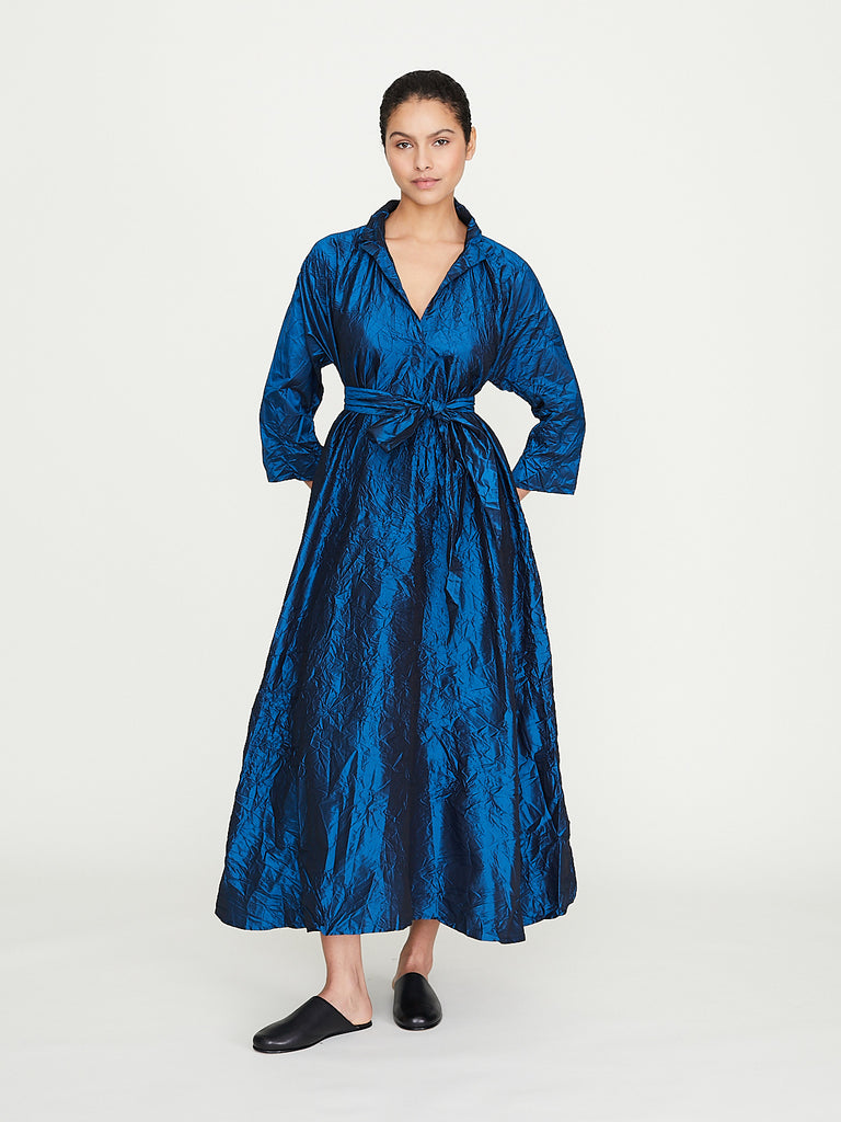 Daniela Gregis - Abito Dress Spicchi Colletto 140 Lavato in Petrol Blue