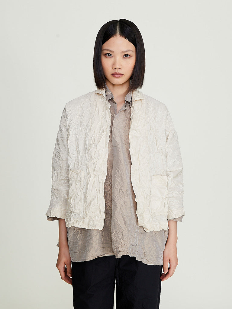 Daniela Gregis - Giacca Jacket Peonia Bianco Lavata in Champagne