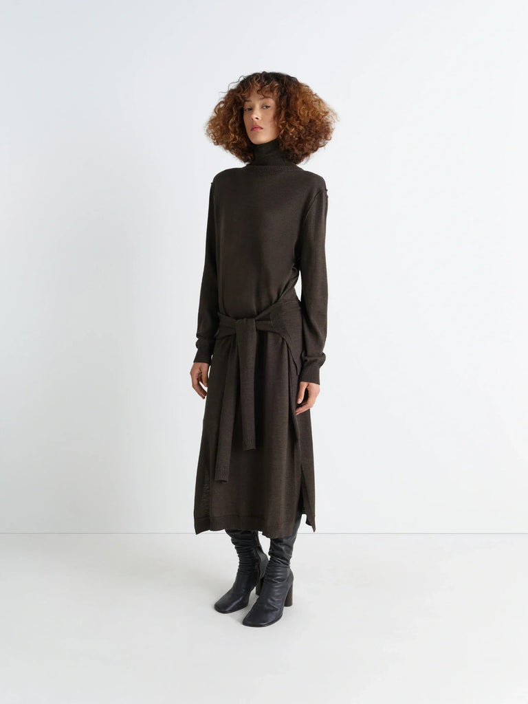 Lemaire - Trompe L'Oeil Dress in Dark Cacao
