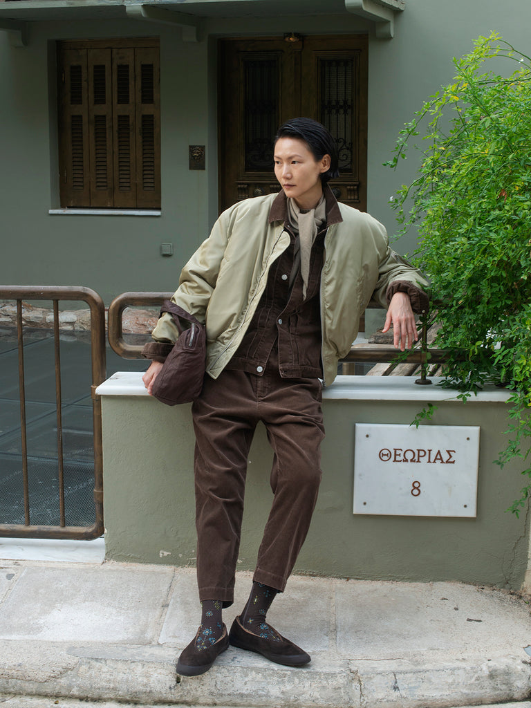 Auralee - High Density Silk Twill Flight Blouson in Khaki Beige