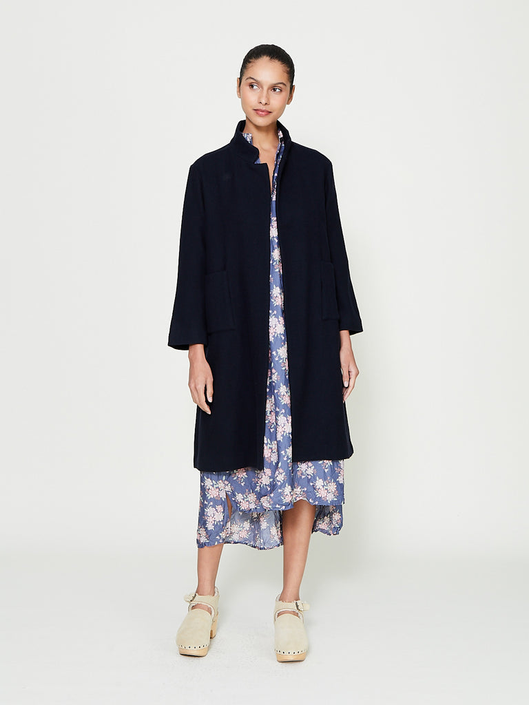 Daniela Gregis - Cappotto Coat Punto Bianco in Navy Blue