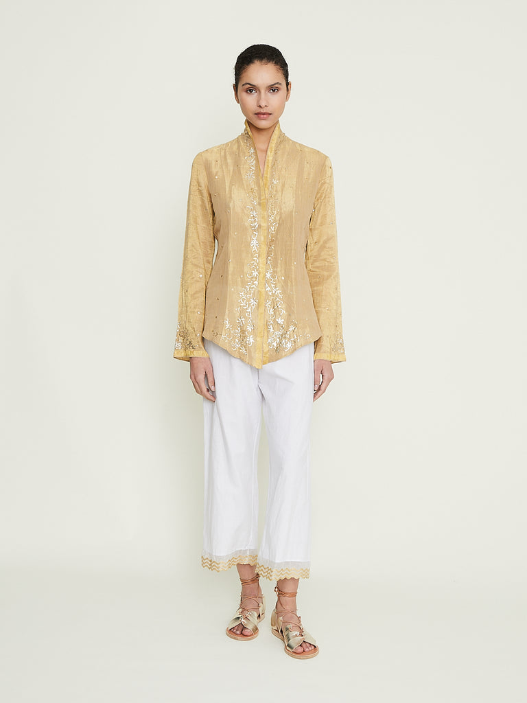 dosa x Mouki Mou Bali Top With Badla Embroidery in Gold