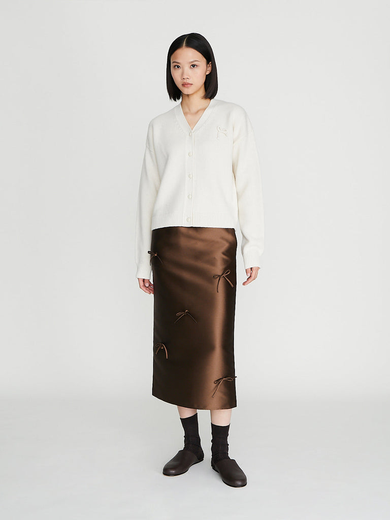 Eleph - Simple Bow Skirt in Brown