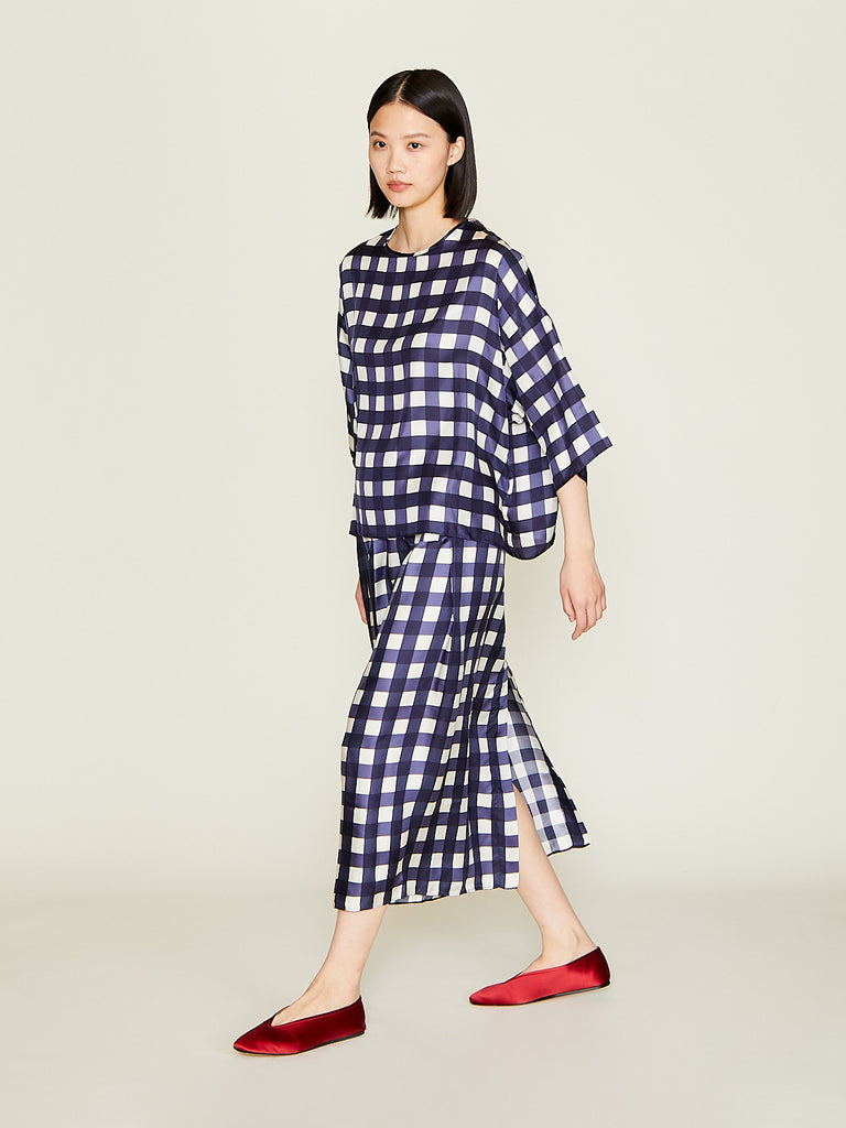 Eleph - Simple Skirt in Navy Check
