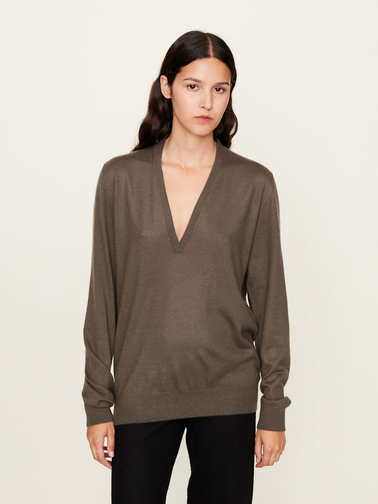 Frenckenberger - V-Neck Sweater in Cacao