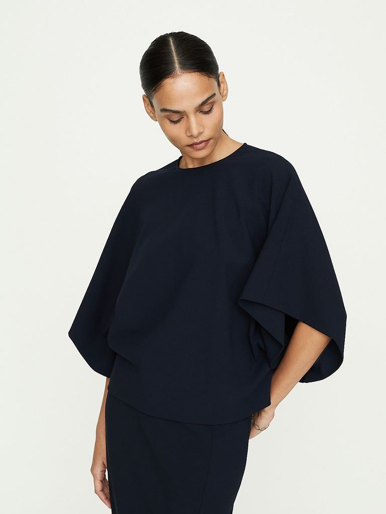 Fforme Tenley Draped Top in Navy