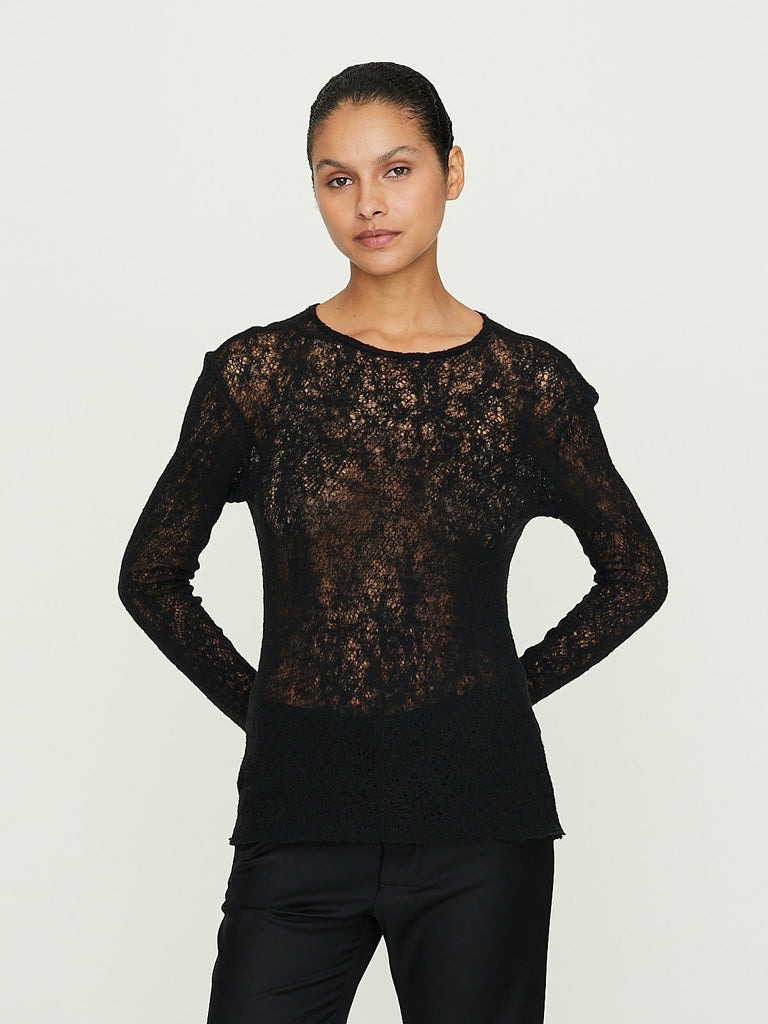 Gabriela Coll Garments No. 292 Merino Wool Knitted Top in Black