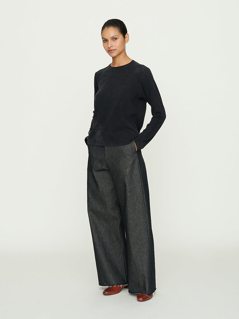 Gabriela Coll Garments No. 227 Rigid Denim Full Trousers in Black Denim