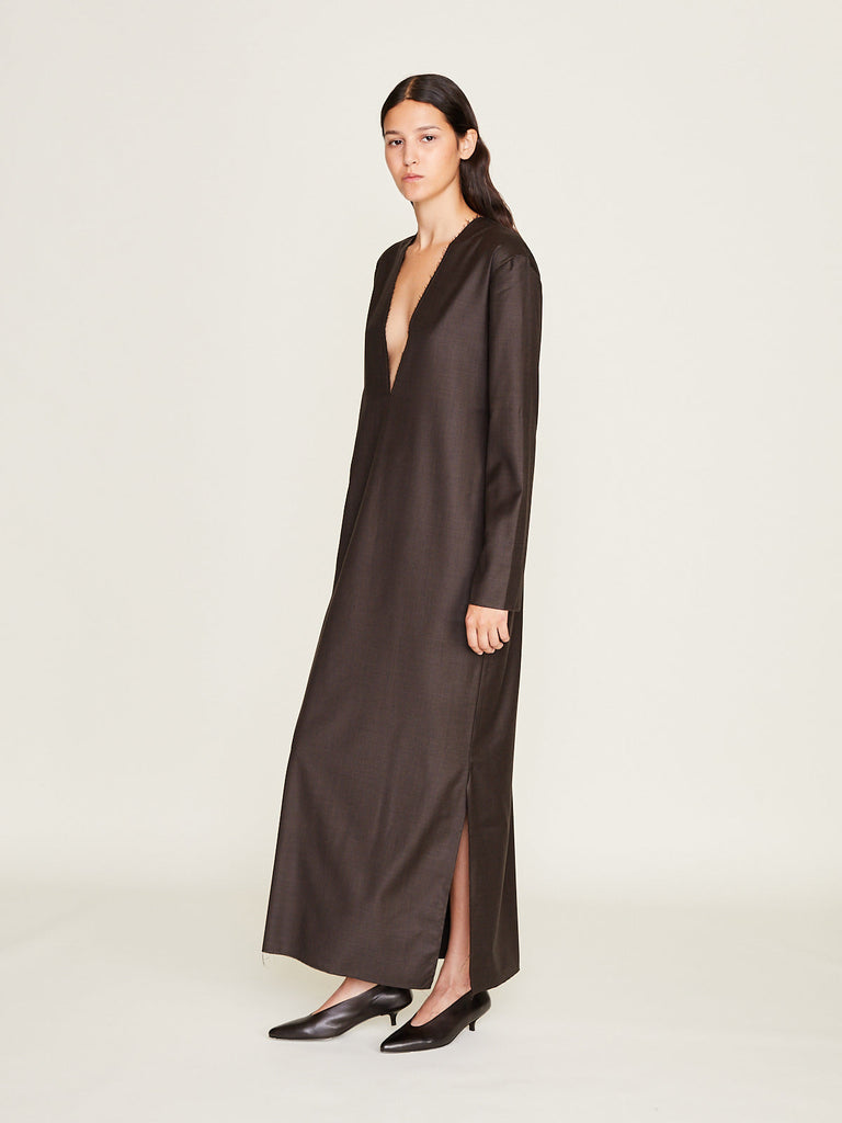 Gabriela Coll Garments - No.125 Fine Wool Longsleeve Dress in Brown