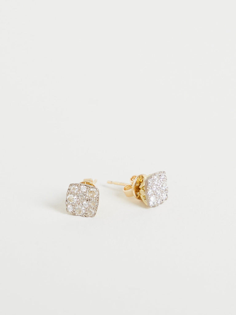 Hum 103 Earrings in 18k White, Green and Yellow Gold with White Diamonds