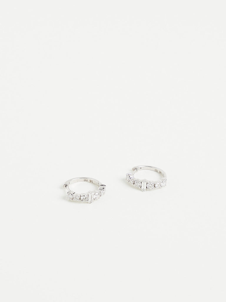 Ileana Makri Diamond Rivulet Spread Round Hoops In 18k White Gold With 1.15ct White Diamonds