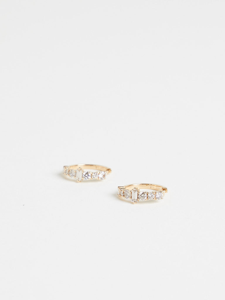 Ileana Makri Rivulet Spread Round Hoops with Light Champagne Diamonds in 18k Yellow Gold