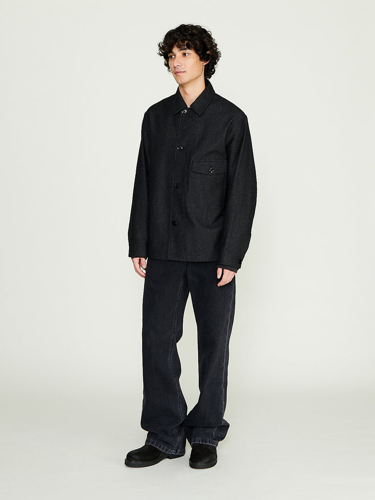 Lemaire - One Pocket Overshirt in Black/Grey Melange
