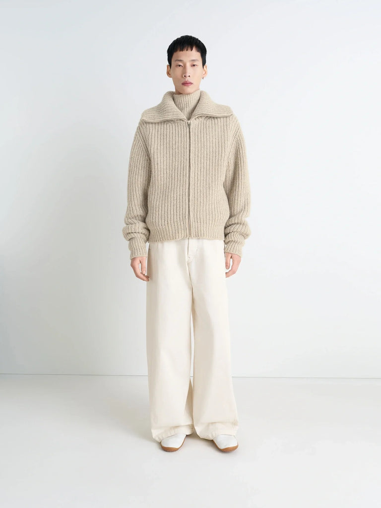 Lemaire - Men's Zipped Cardigan in Beige/Oat