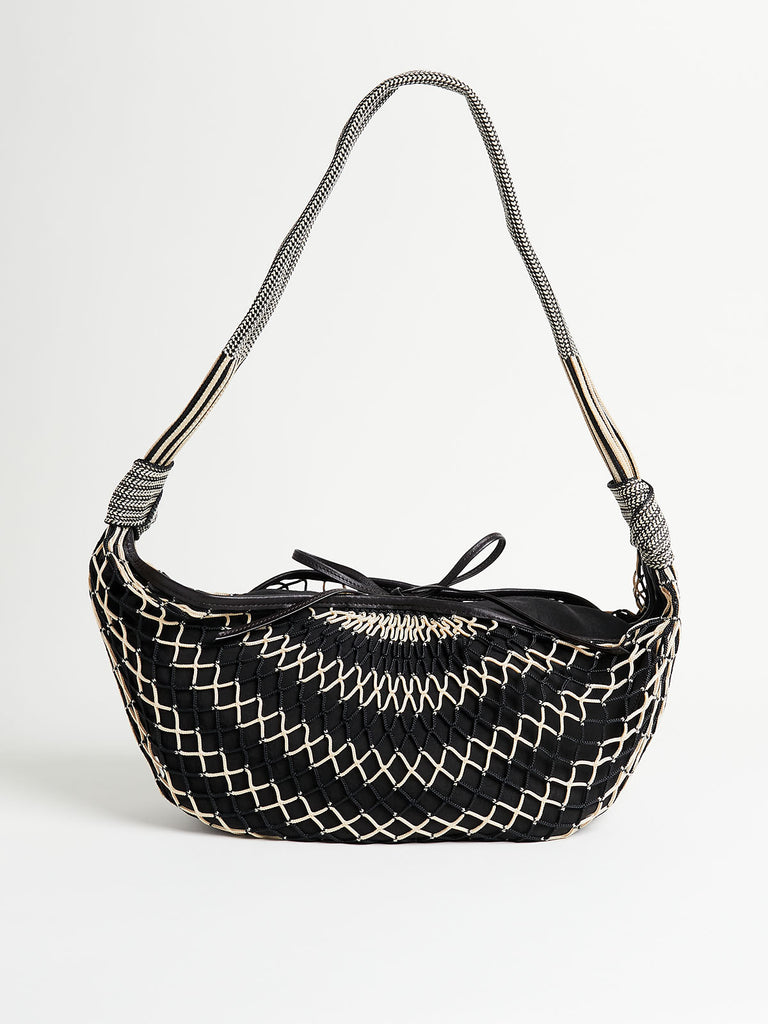 Lemaire - Croissant Filt Bag in Chevron Light Beige/Black