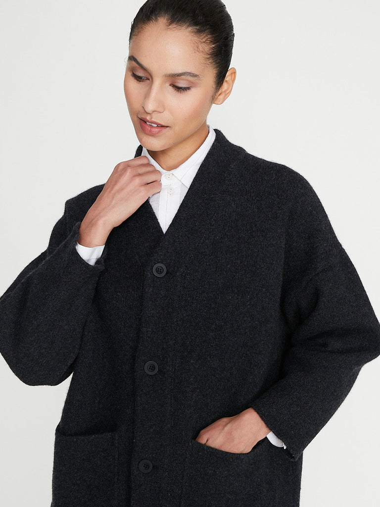 Toogood - The Librarian Cardigan in Felted Lambswool Charcoal