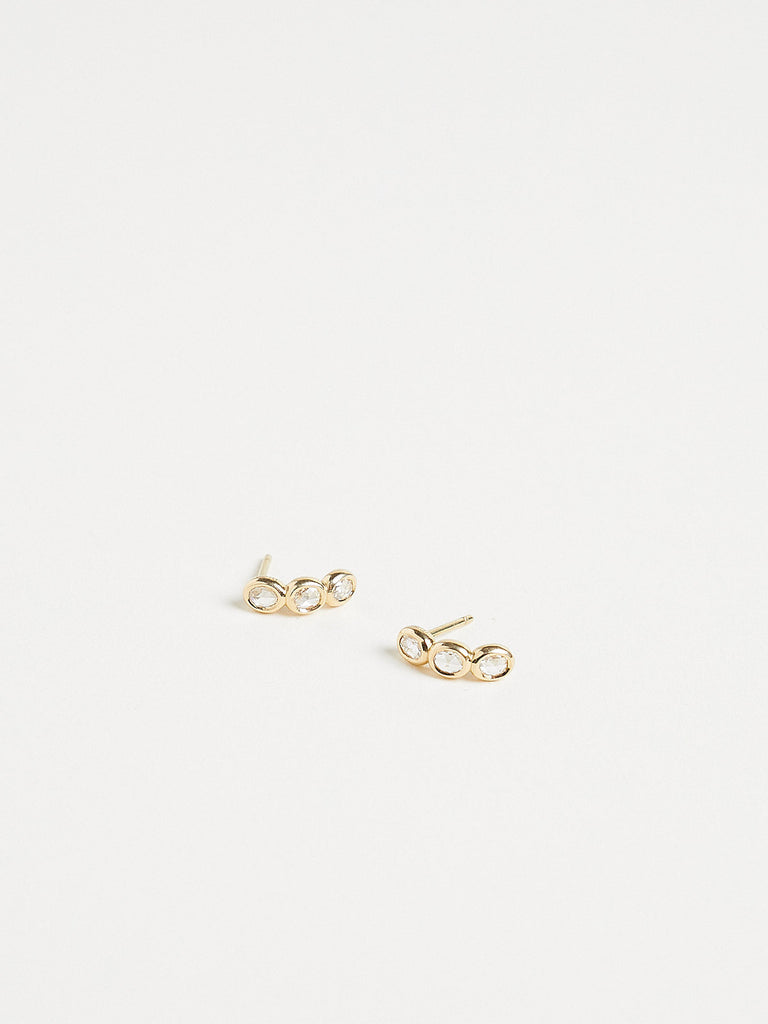 Myrto October Huggie Earrings with 0.42ct Brown Diamond on 18k Yellow Gold