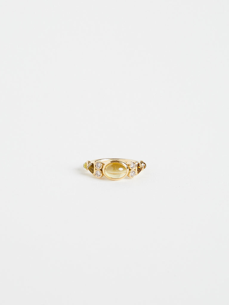 Myrto - Totem Ring with 2.35ct Yellow Tourmalines and Brown Diamonds on 18k Yellow Gold