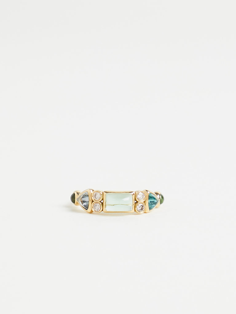Myrto - Totem Ring with 0.12ct Brown Diamonds, 1.58ct Tourmaline on 18k Yellow Gold