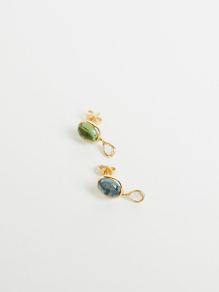 Myrto - Ariadne Earrings with 0.34ct Brown Diamonds, 4.36ct Tourmaline on 18k Yellow Gold