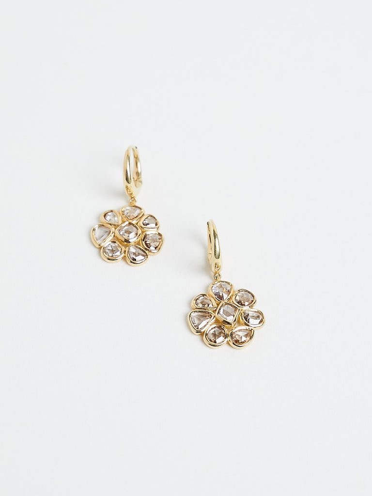 Myrto - Fiori Hoops with 2.60ct Brown Diamonds on 18k Yellow Gold