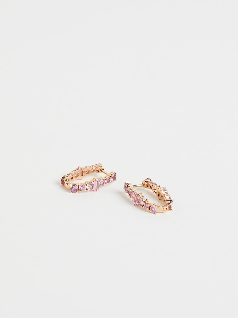 Ileana Makri - Oval Rivulet Hoops in RG 18k with Pink Sapphires
