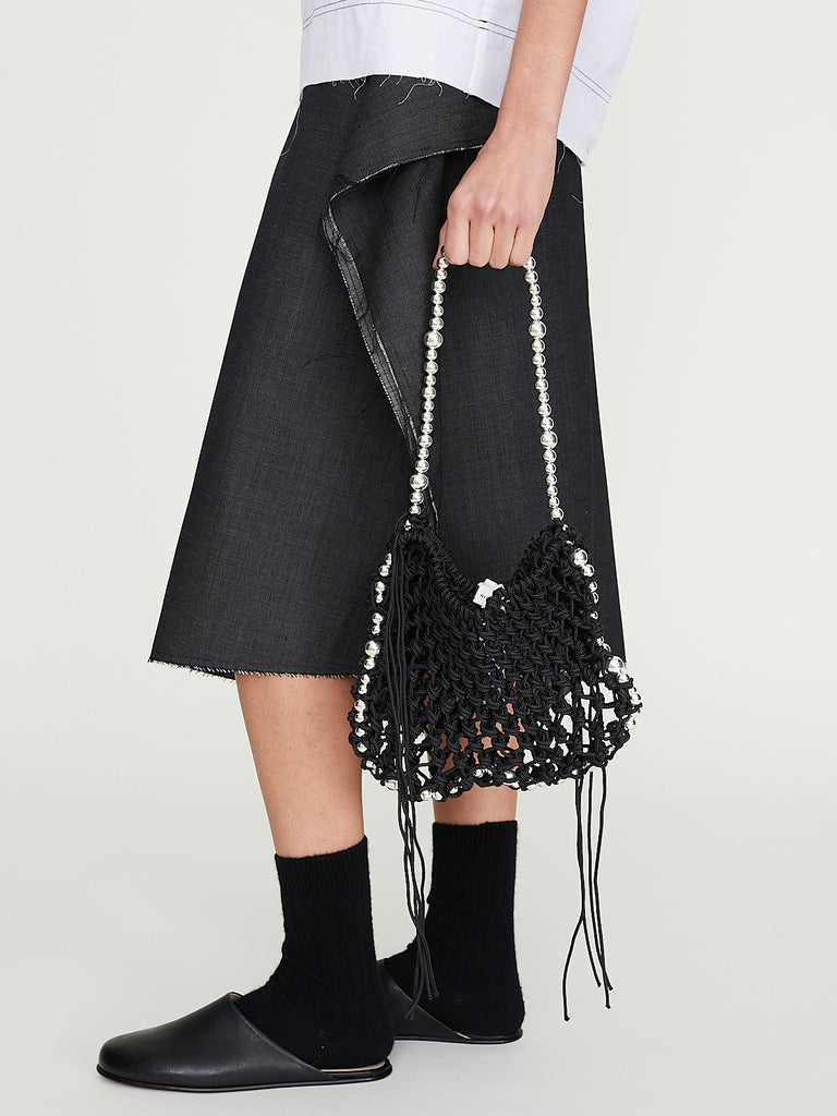 Niccolò Pasqualetti - Costellazione Minibag with Silver Beads in Black