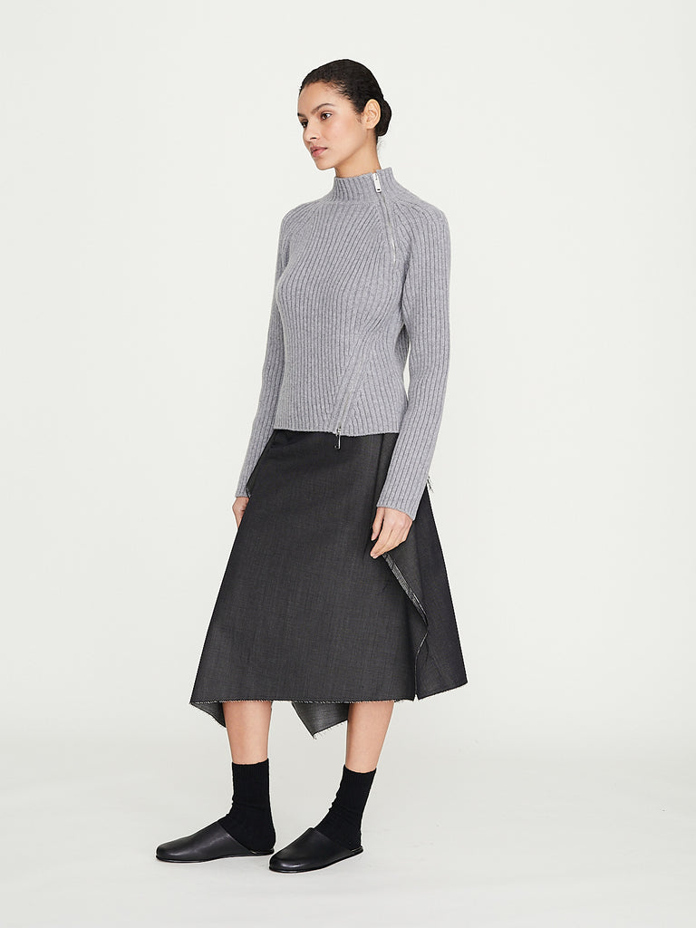 Niccolò Pasqualetti - Collage Midi Skirt in Charcoal