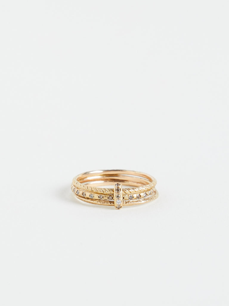 Noguchi Bijoux 1244 Ring in 14k Yellow Gold with 31 Brown Diamonds