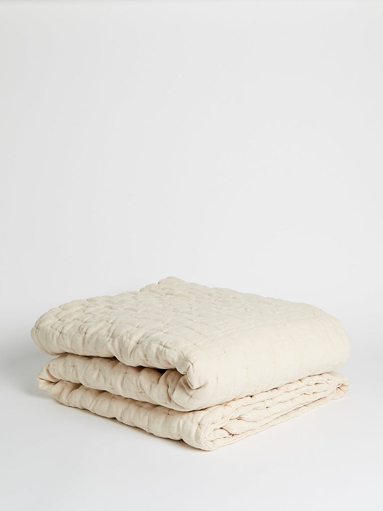 Once Milano Wavy Linen Blanket in Cream