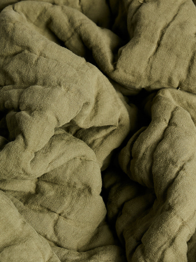 Once Milano Wavy Linen Blanket in Mint