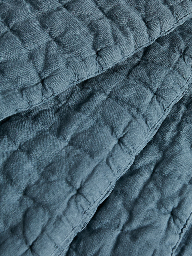 Once Milano Wavy Linen Blanket in Light Blue