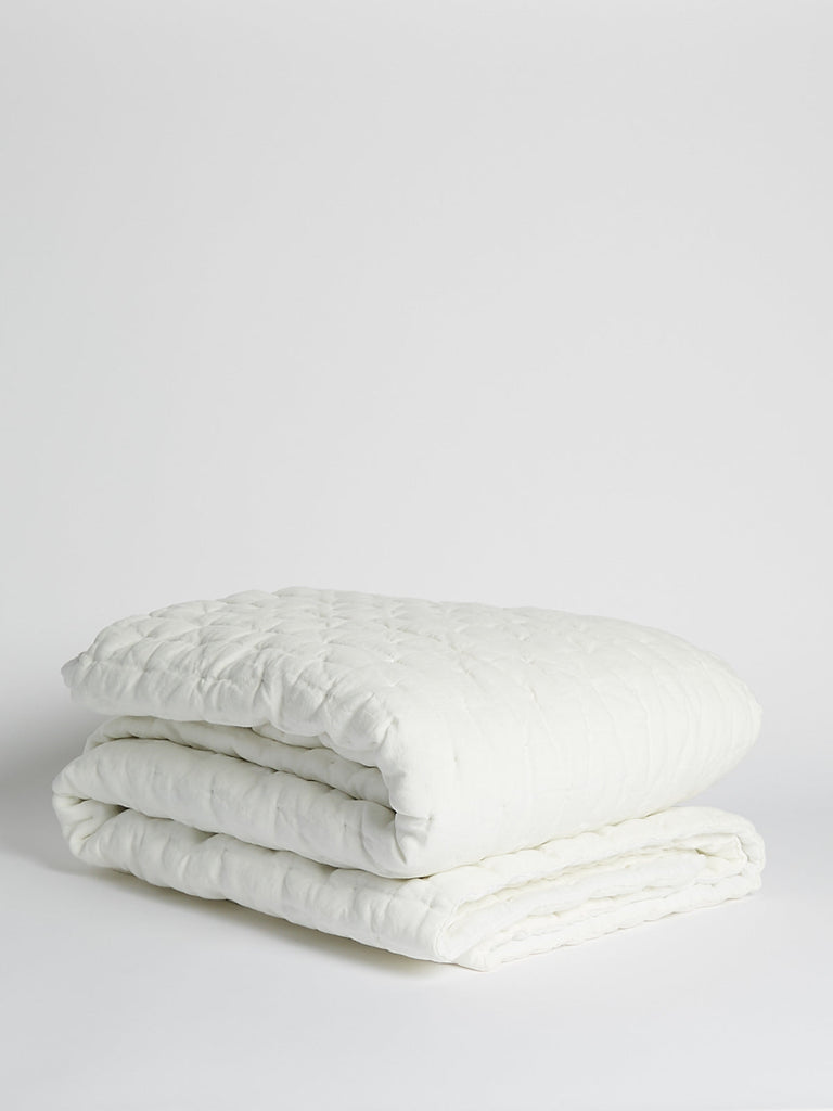 Once Milano Wavy Linen Blanket in White