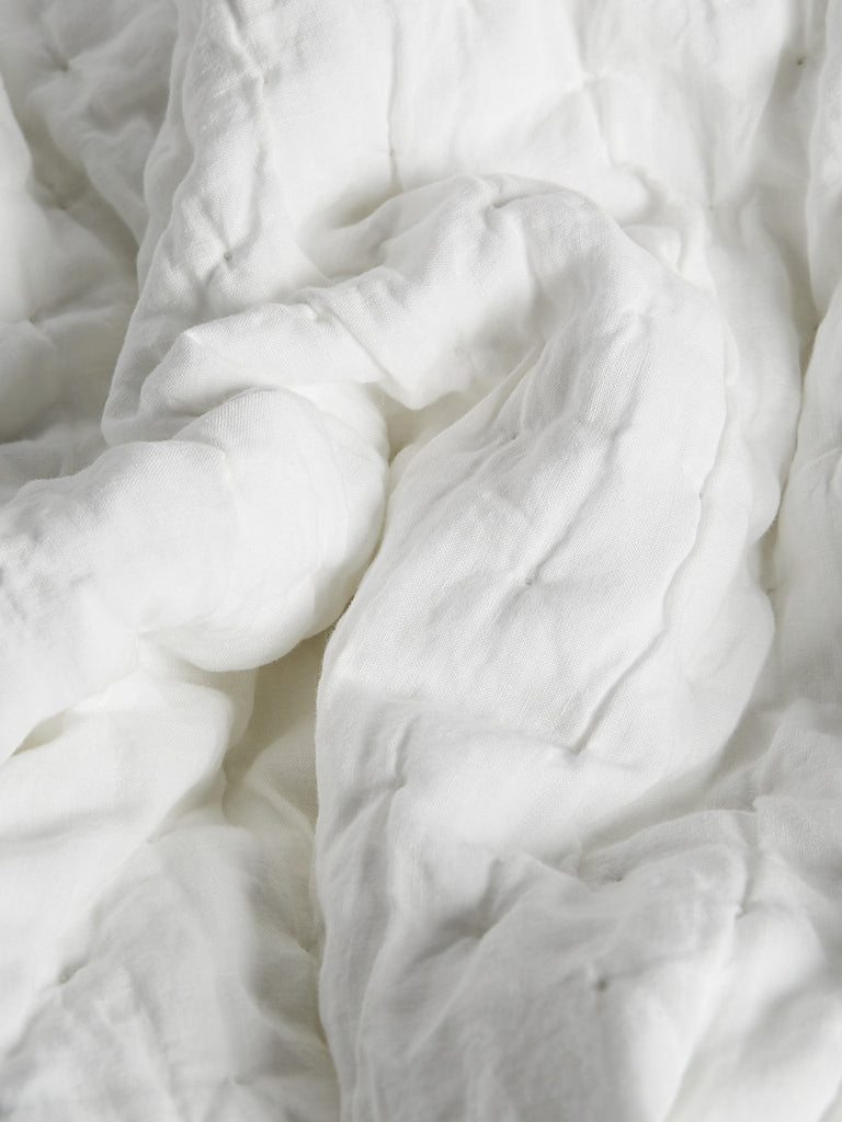 Once Milano Wavy Linen Blanket in White