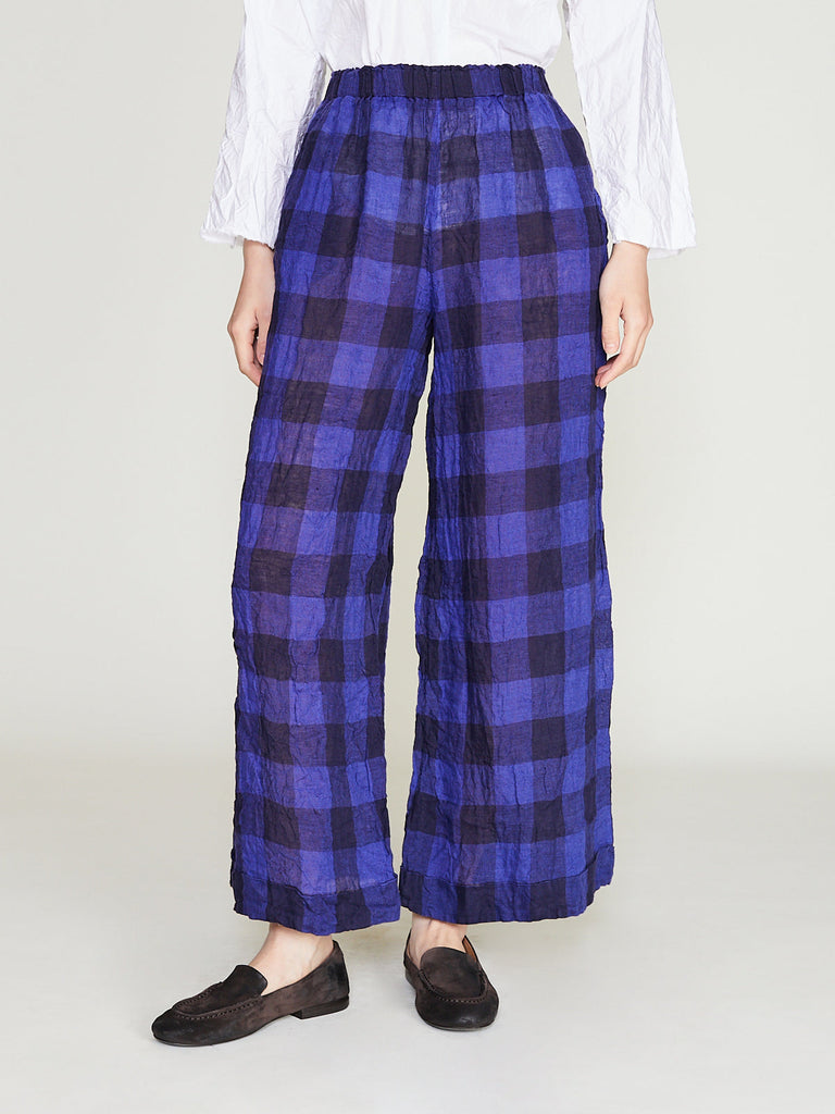 Daniela Gregis - Pantalone Trousers Pigiama Tasche Largo 105 Orlo Lavato in Check Colour Mix 2