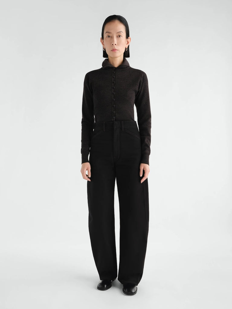 Lemaire - High Waisted Curved Pants in Black Denim
