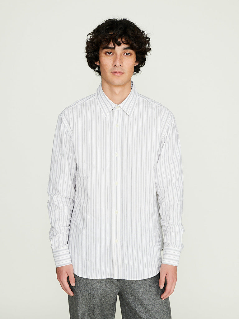 Parages - Daily Stripes Shirt in Off-White/Grey Stripes