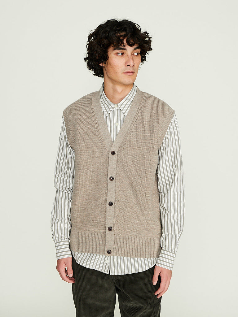 Parages - Simon Sleeveless Cardigan in Stone Mel