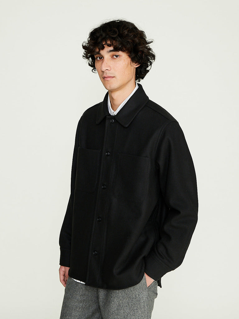 Parages - Woody Wool Overshirt in Dark Grey