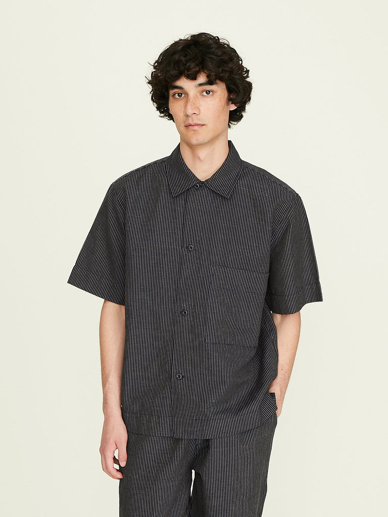 Parages Easy Linen Shirt in Navy Stripes