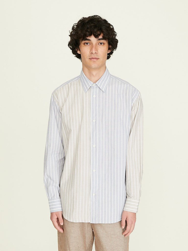 Parages Family Shirt in Blue & Beige Stripes