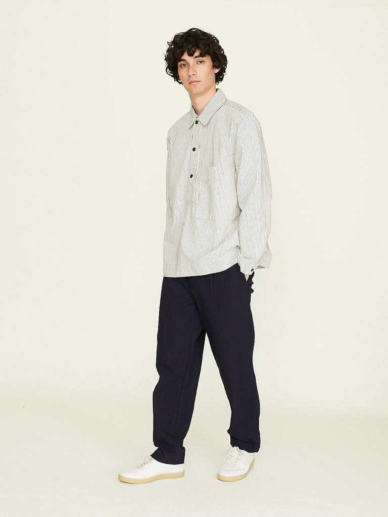 Parages Painter Stripes Overshirt in Off-White/Navy