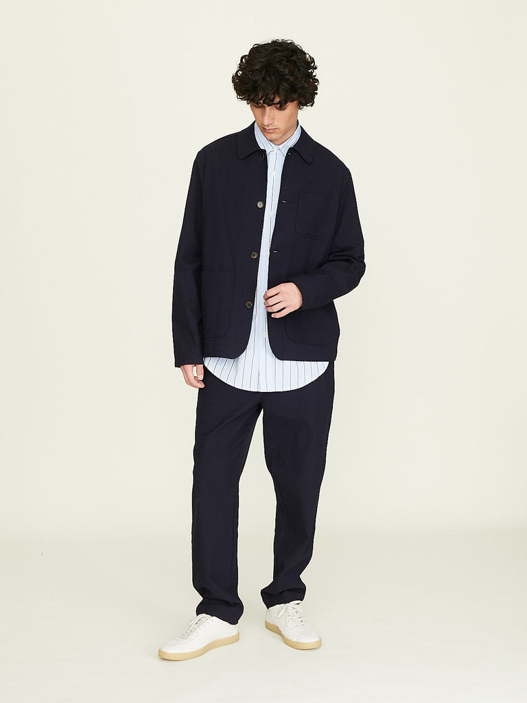 Parages Squire Seersucker Jacket in Navy