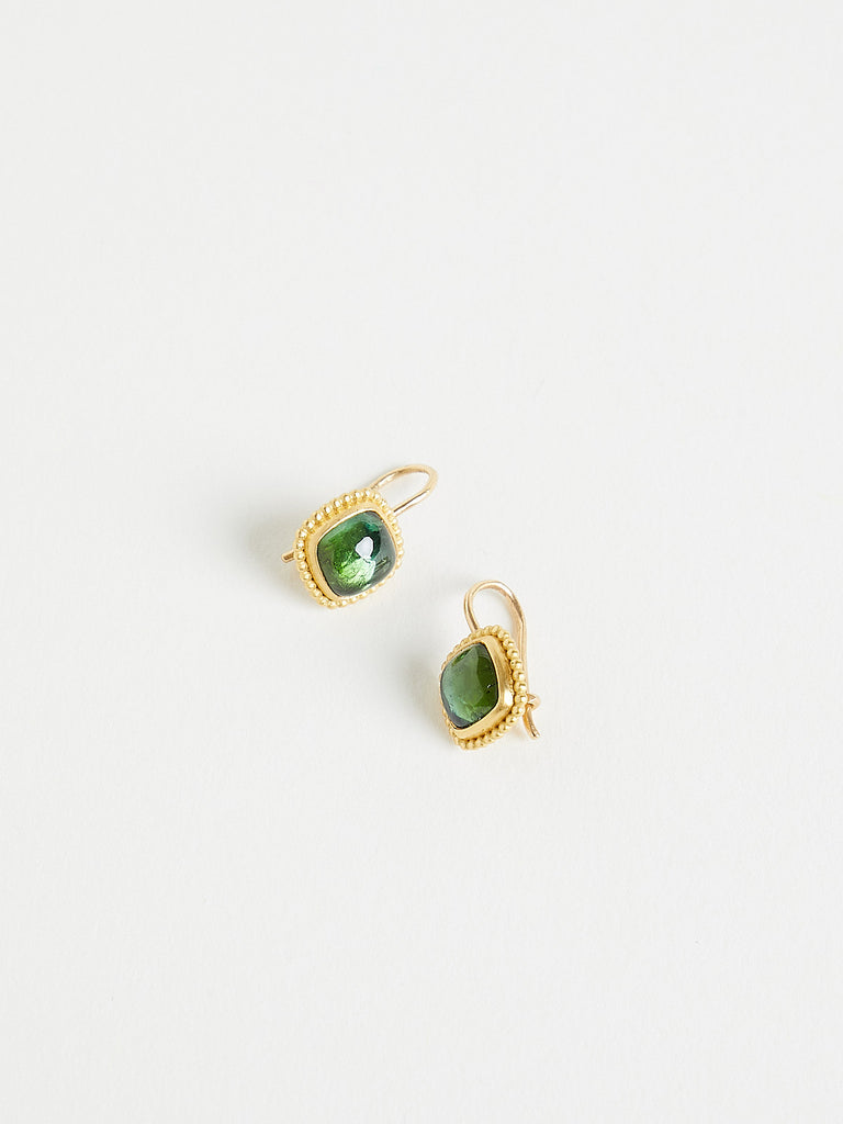 Prounis - Granulated Green Tourmaline Earrings
